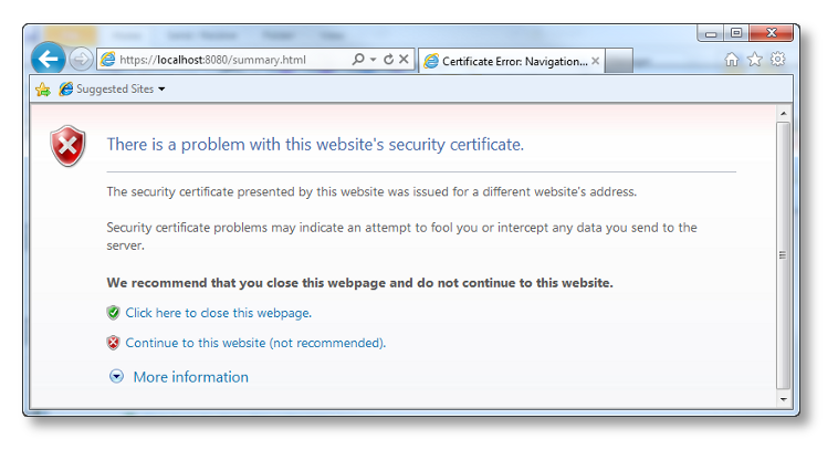 IE Certificate Error